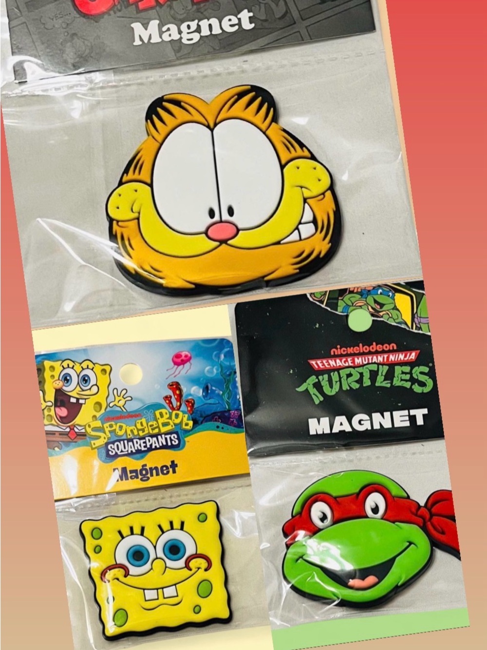 Nickelodeon  Garfield, SpongeBob & Green TMNT Set Magnet Trio